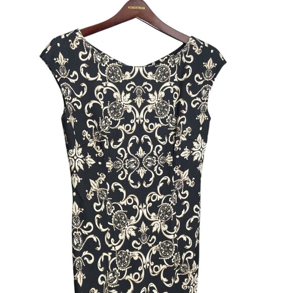 Escada Exclusively For Neiman Marcus Size 36 Knit Black Baroque Sheath Dress - Picture 2 of 6